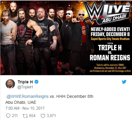 Назначен мейн ивент шоу WWE в Абу Даби