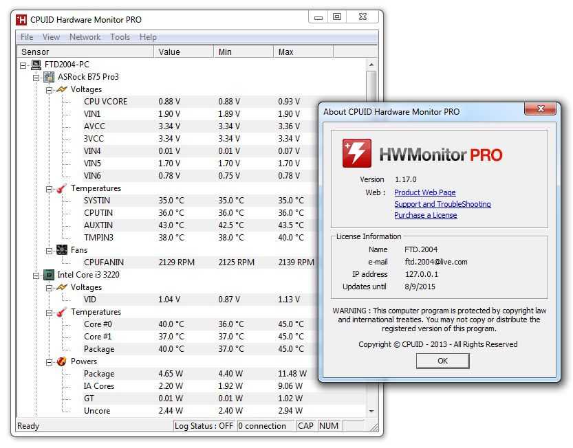 download the new version for apple HWMonitor Pro 1.52