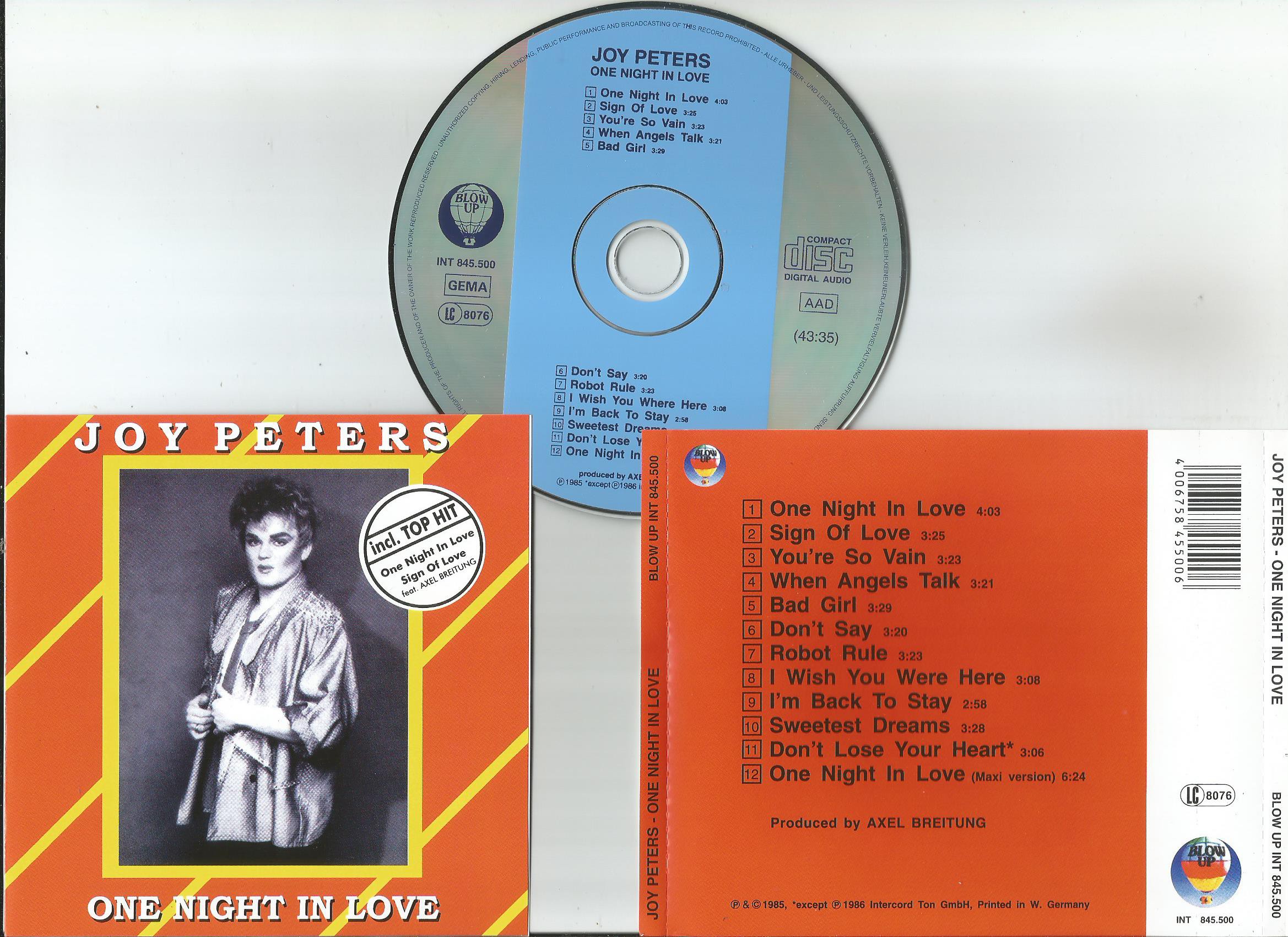 Питер джой. Дискография Joy Peters. Joy Peters - one Night in Love (1985). Диск Joy. Joy Peters don't lose your Heart Tonight.