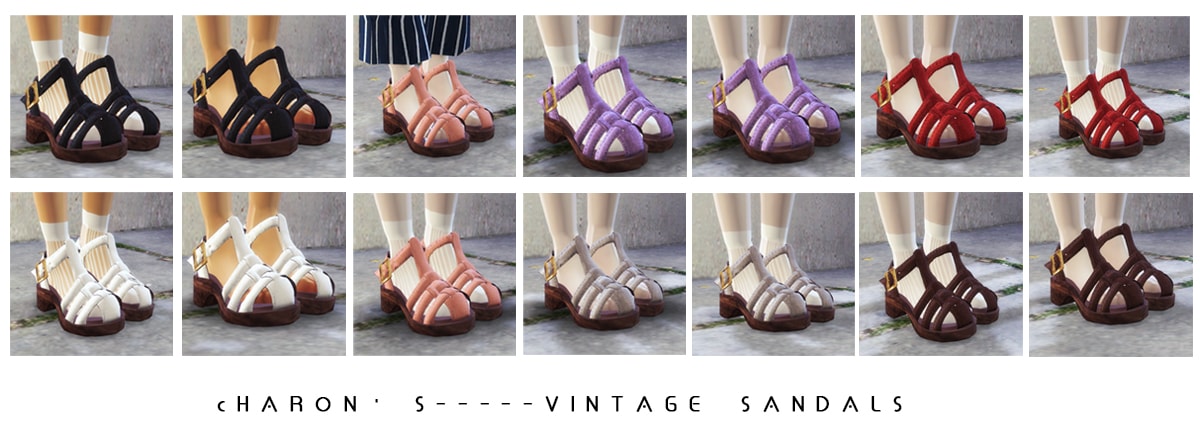 Босоножки Vintage Sandals от CHARONLEE для Симс 4