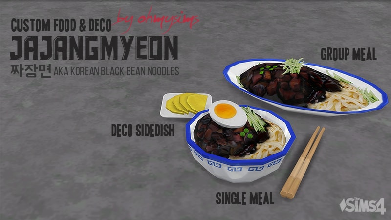 Корейское блюдо Jjajangmyeon от ohmysims для Симс 4