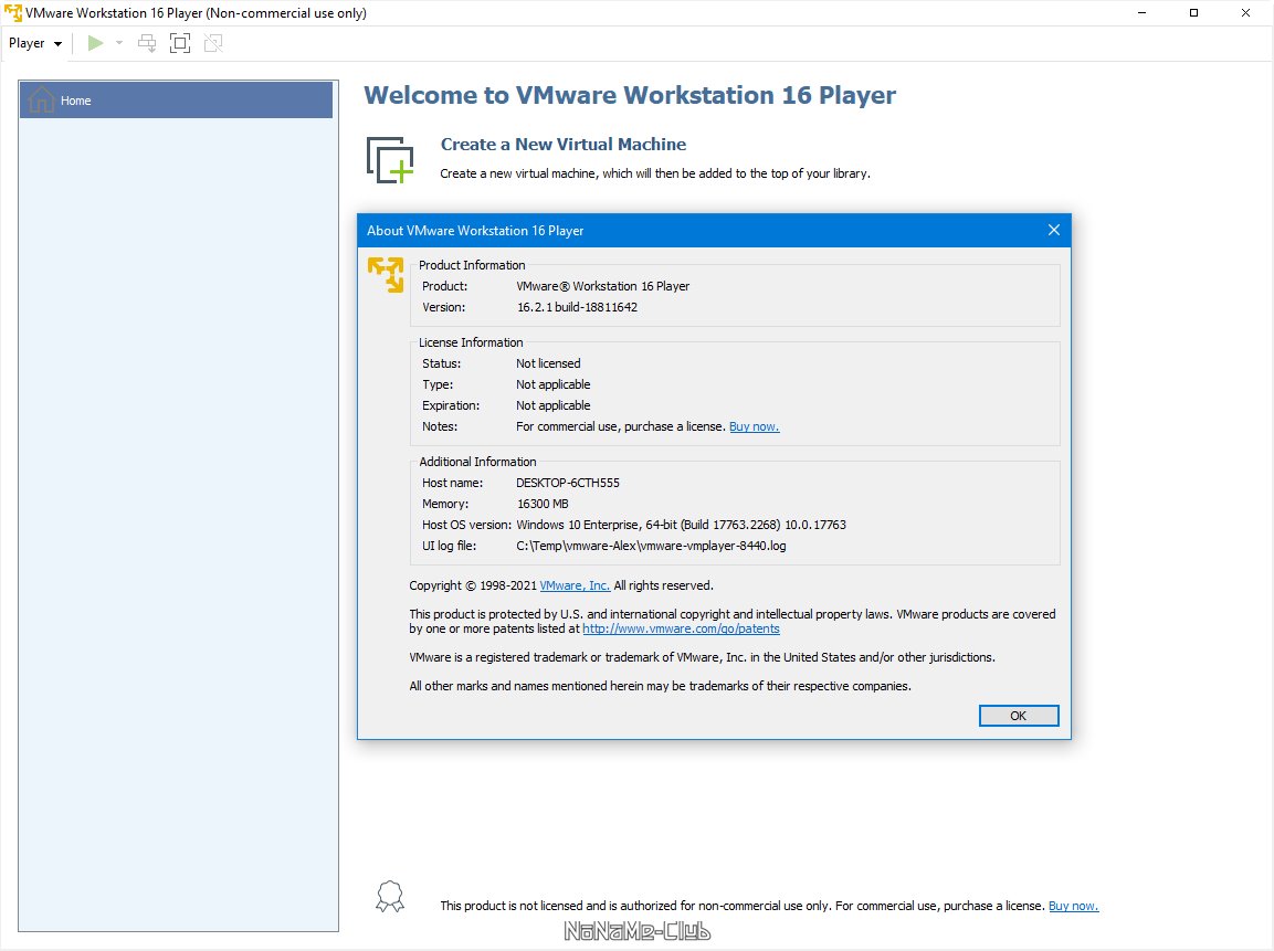 VMware Workstation Player 16.2.1 build 18811642 Free [En]