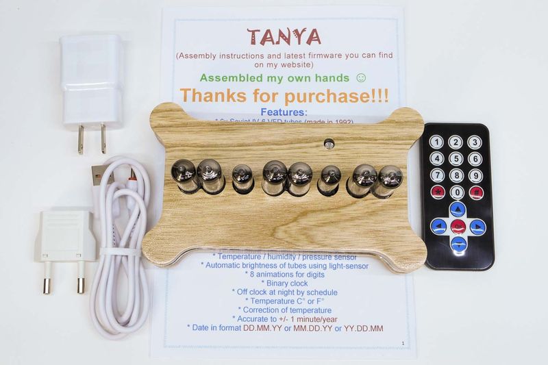 Wi-Fiターニャ卓上時計IV-6VFDチューブ+木製ケース+リモコン+RGBニクシー時代! - ガジェット - 木製 カーキ