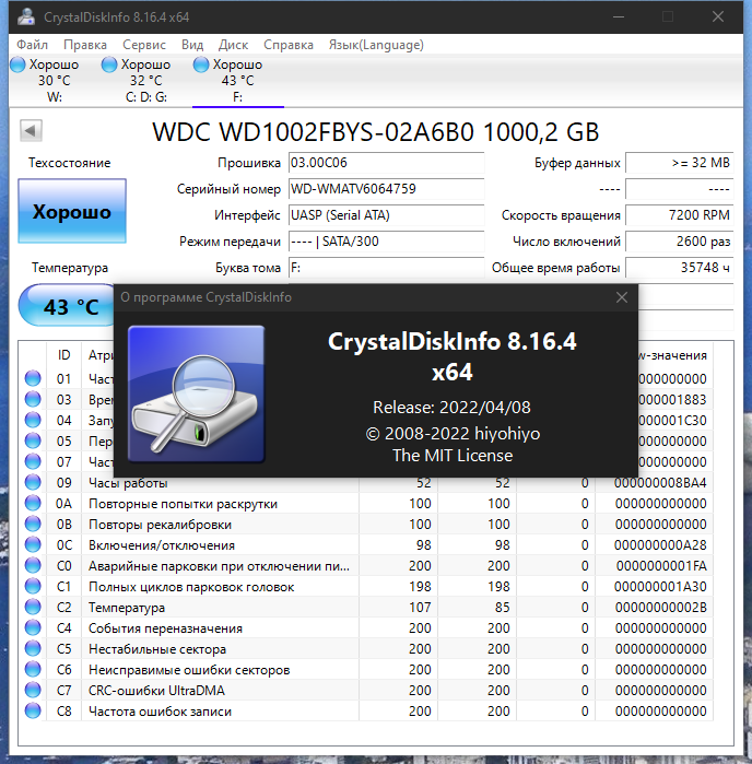 CrystalDiskInfo 8.16.4 + Portable [Multi/Ru]