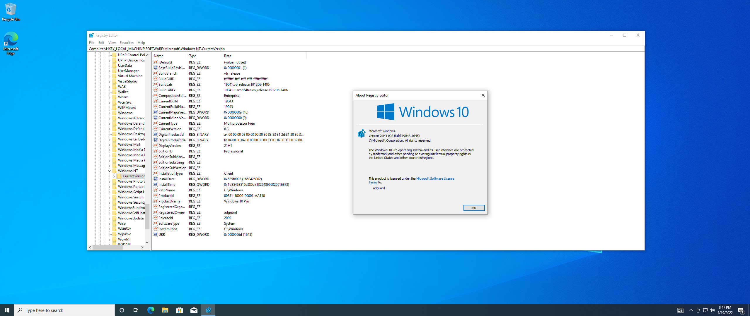 Microsoft Windows 10.0.19043.1645, Version 21H1 (Updated April 2022) - Оригинальные образы от Microsoft MSDN [En]