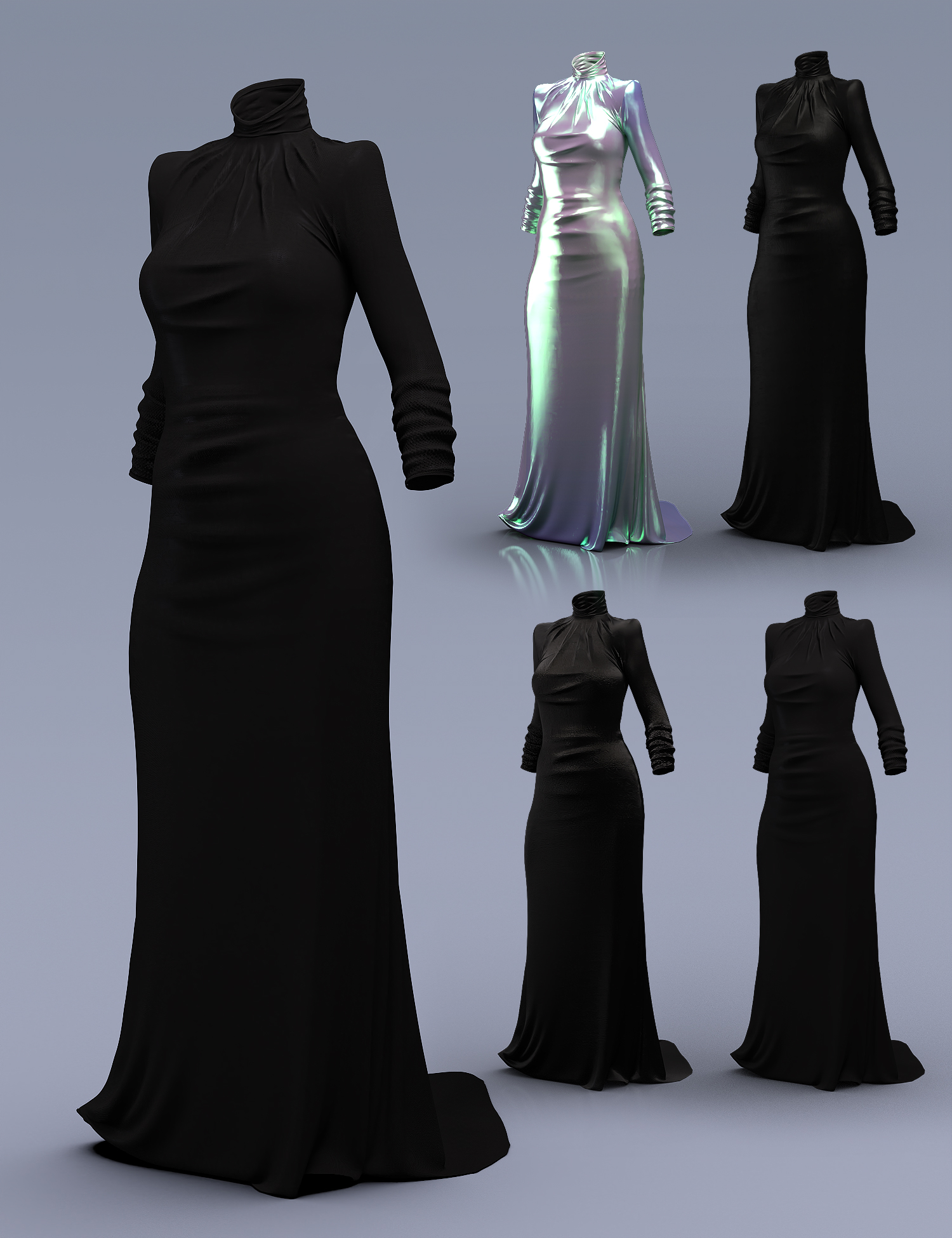 Black Long Dress Outfit dForce Dress for Genesis 8.1 Females