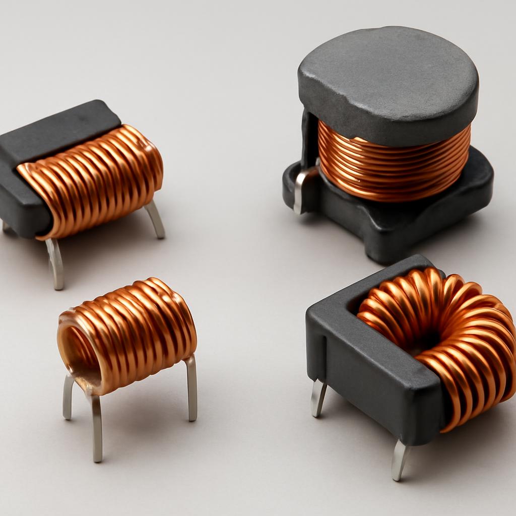 Различные типы дросселей, включая SMD, выводные и силовые на ферритовых сердечниках