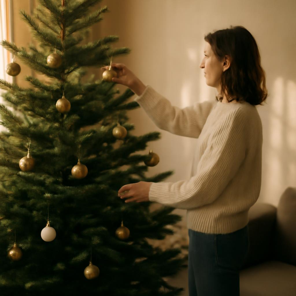 Установка и декорирование живой елки в комнате