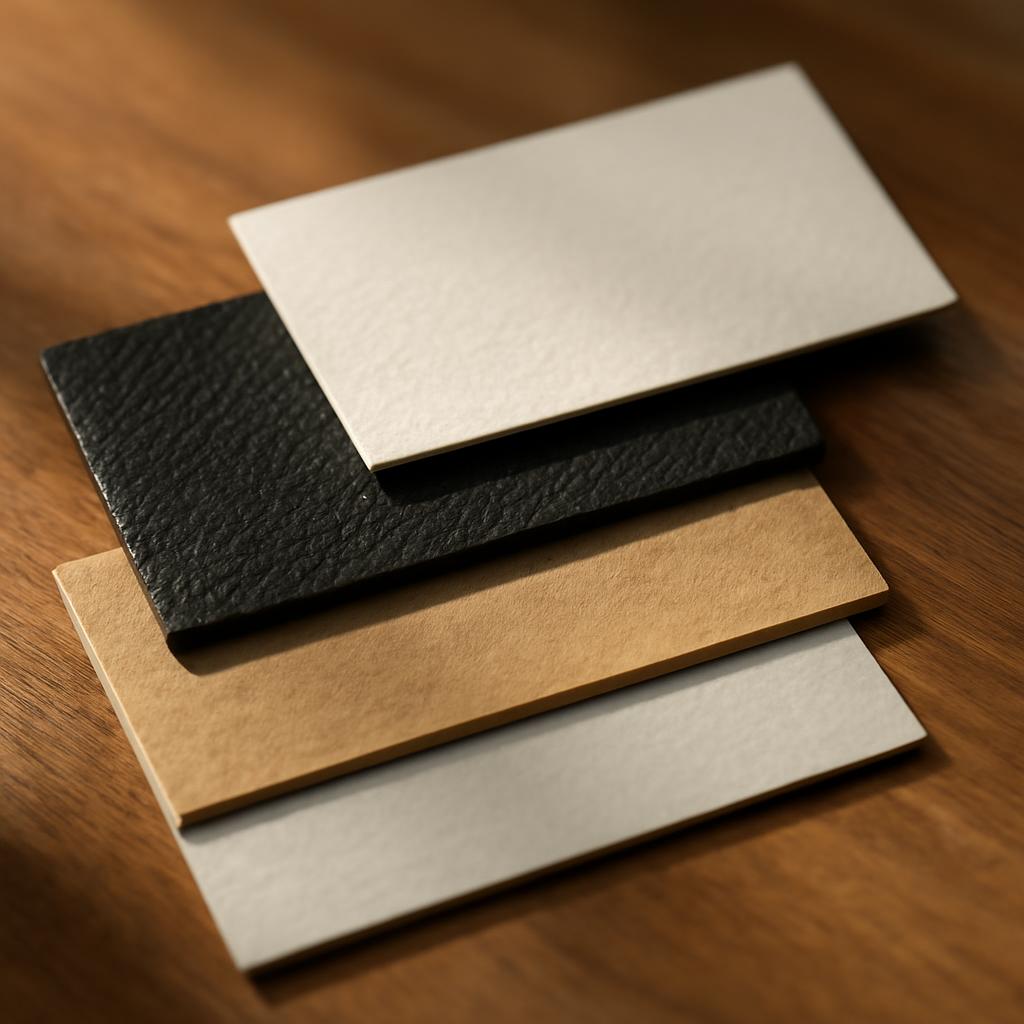 Примеры материалов для визиток с разными текстурами