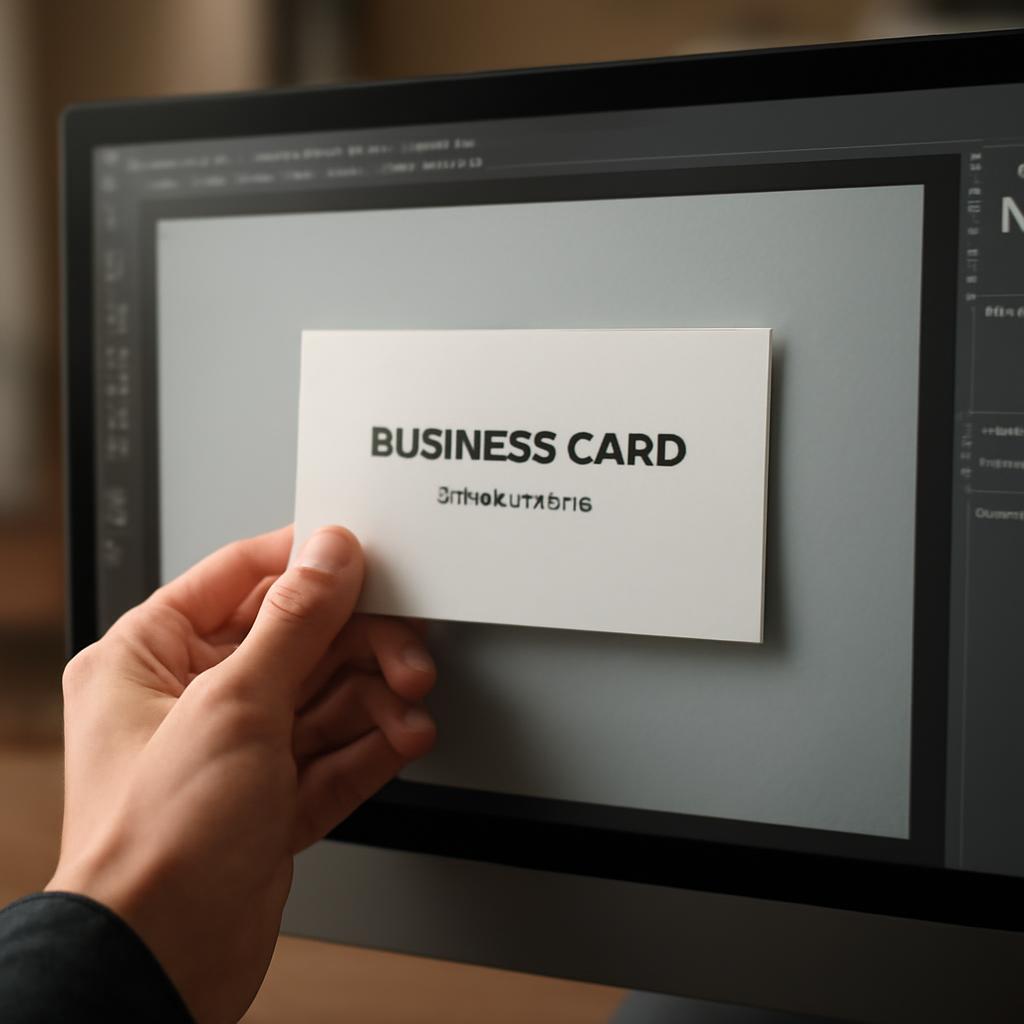 Процесс проверки макета визитки в графическом редакторе