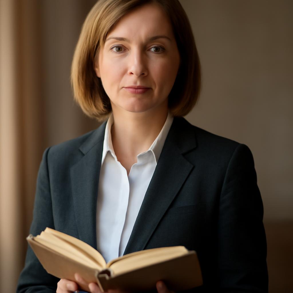 Елена Козлова — портрет автора в деловом стиле с книгой в руках