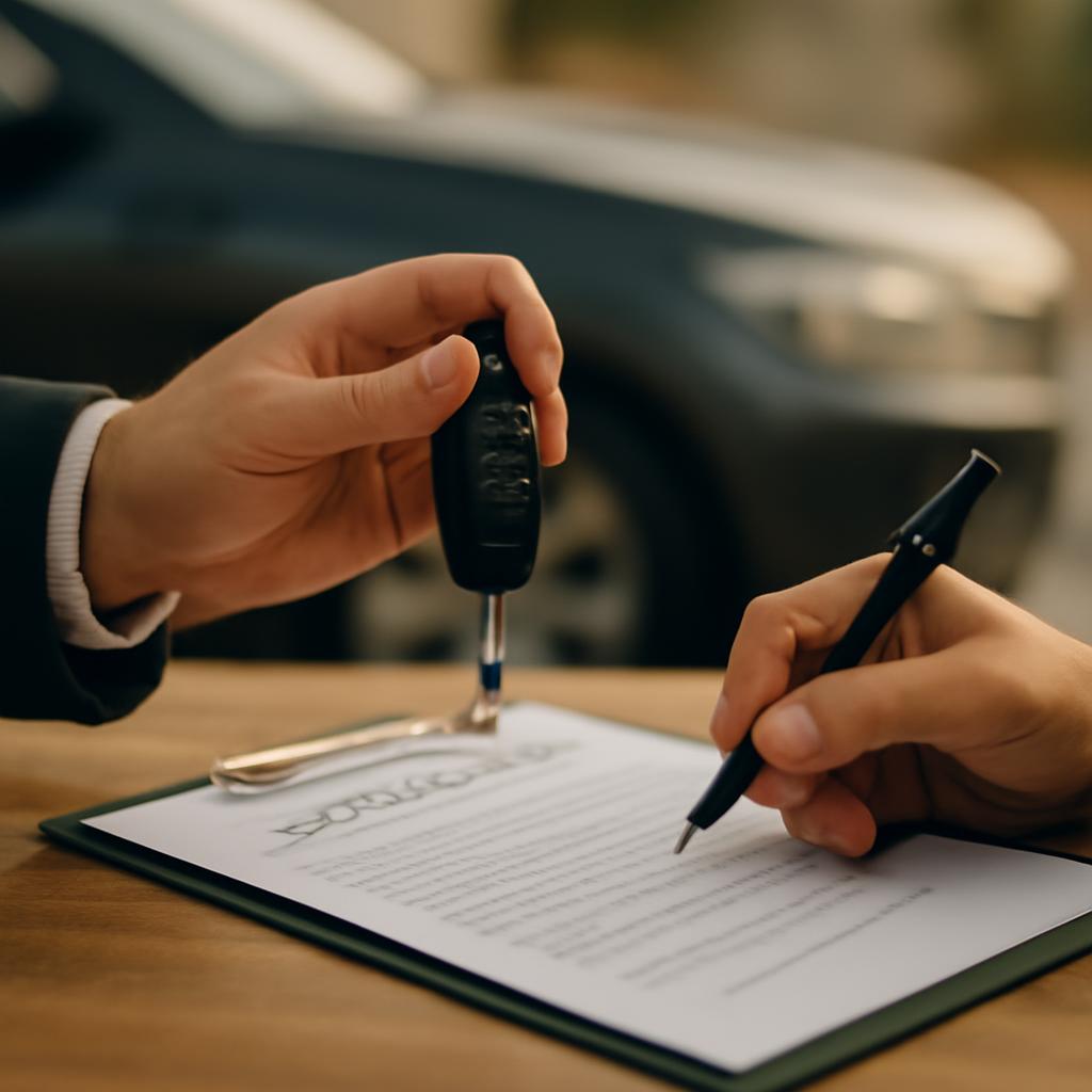 Иллюстрация процесса аренды автомобиля с выкупом