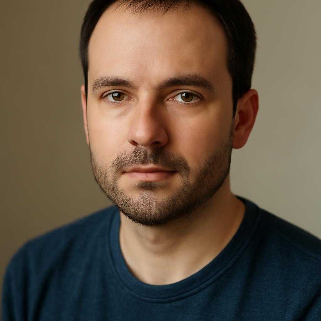 Дмитрий Соколов — портрет автора статьи в стиле профессионального фото в студии с нейтральным фоном