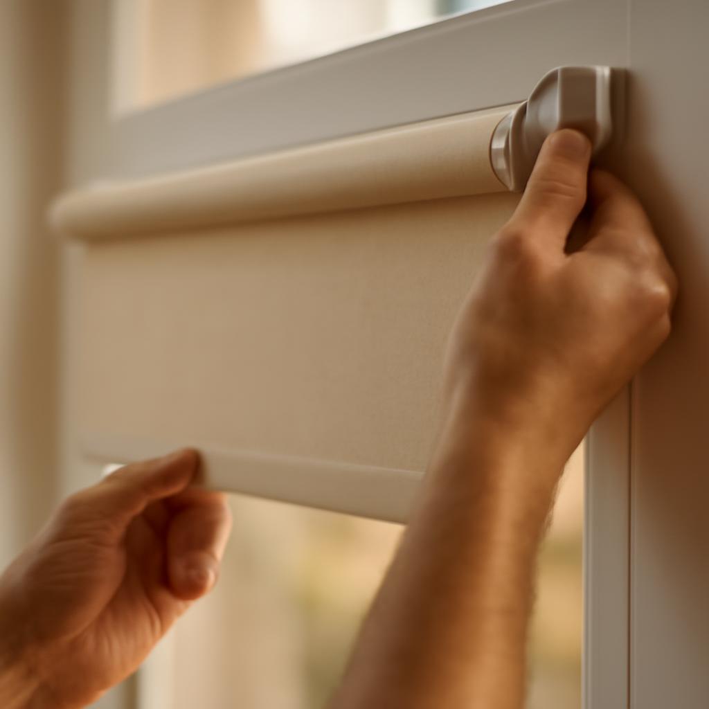 Процесс монтажа рулонных штор на пластиковое окно