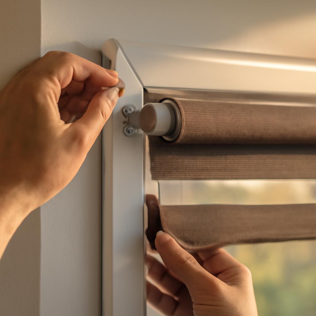 Монтаж кронштейнов и вала шторы день-ночь на пластиковое окно