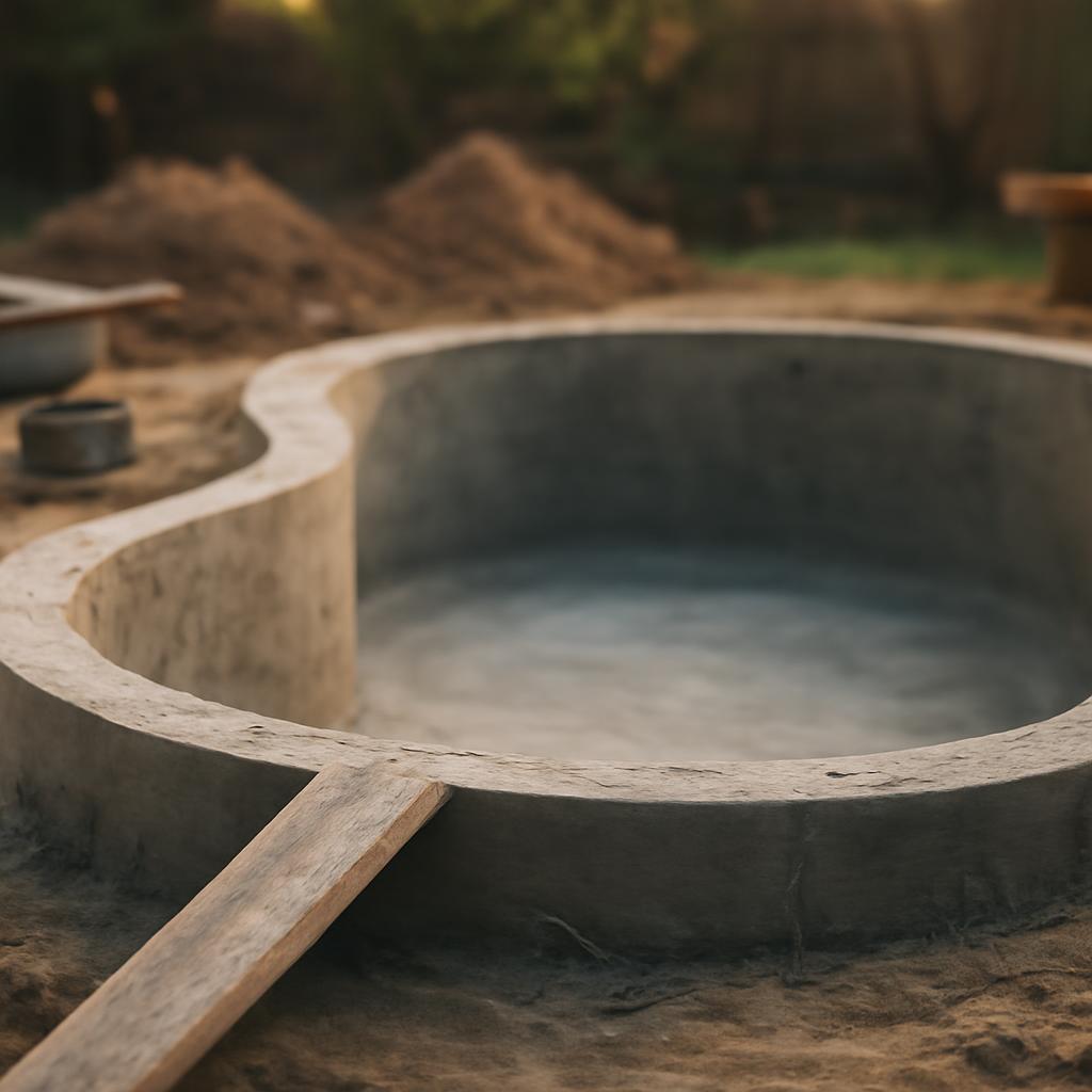 Этапы строительства чаши бассейна из бетона
