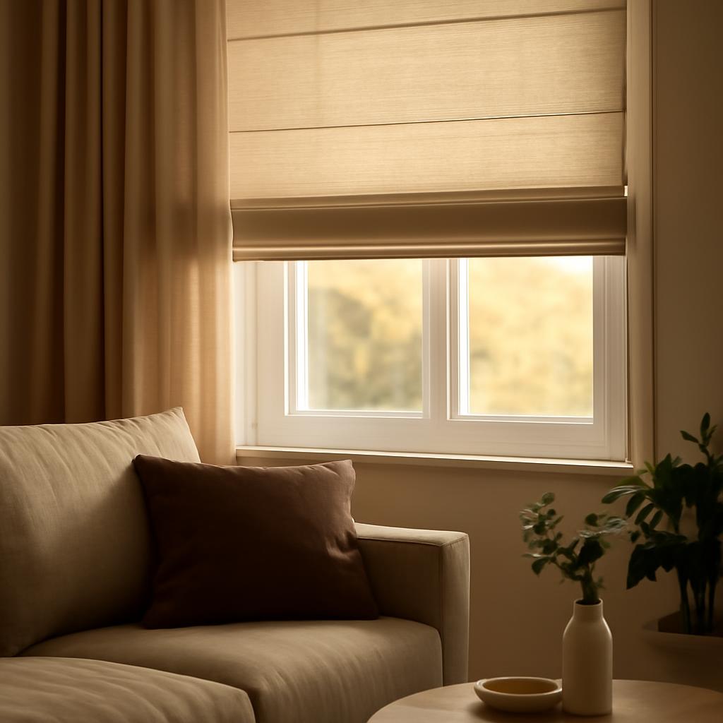 Римские шторы в интерьере российской гостиной