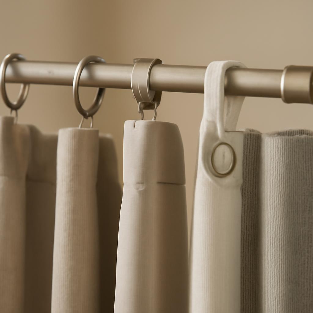 Различные типы креплений для штор на карнизе