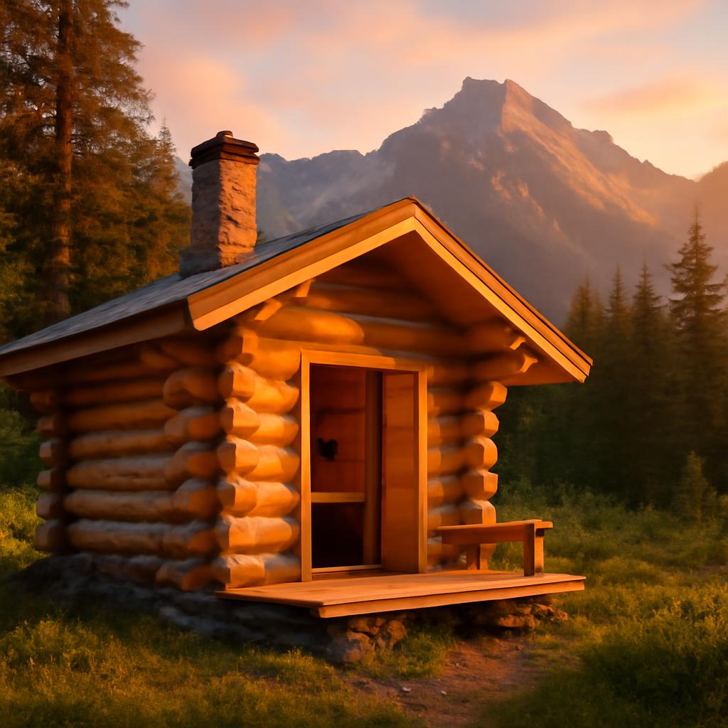 Баня в эко-отеле Райский уголок в Архызе на фоне гор
