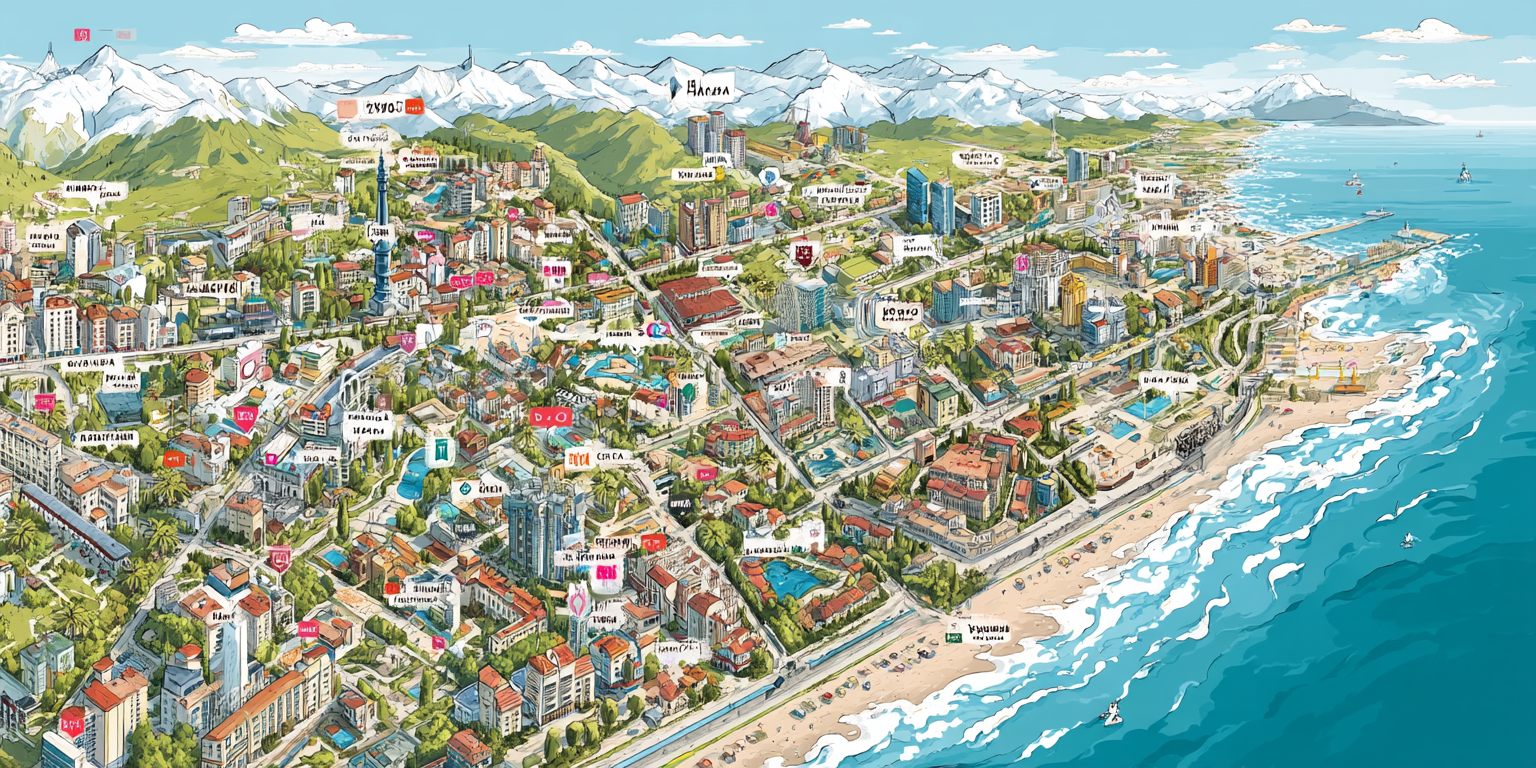 Карта популярных районов Сочи для аренды жилья