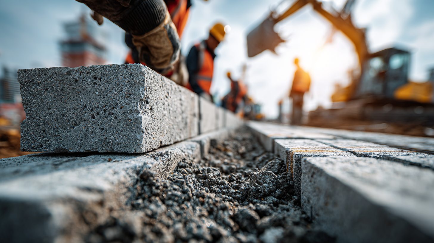 Фундаментные блоки ФБС в процессе укладки ленточного фундамента