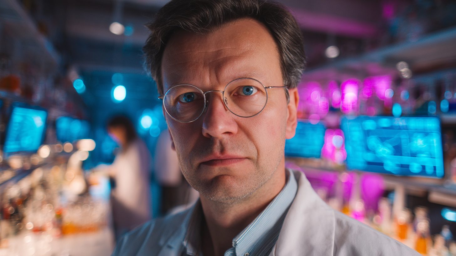 Сергей Козлов — портрет автора статьи в лабораторной обстановке