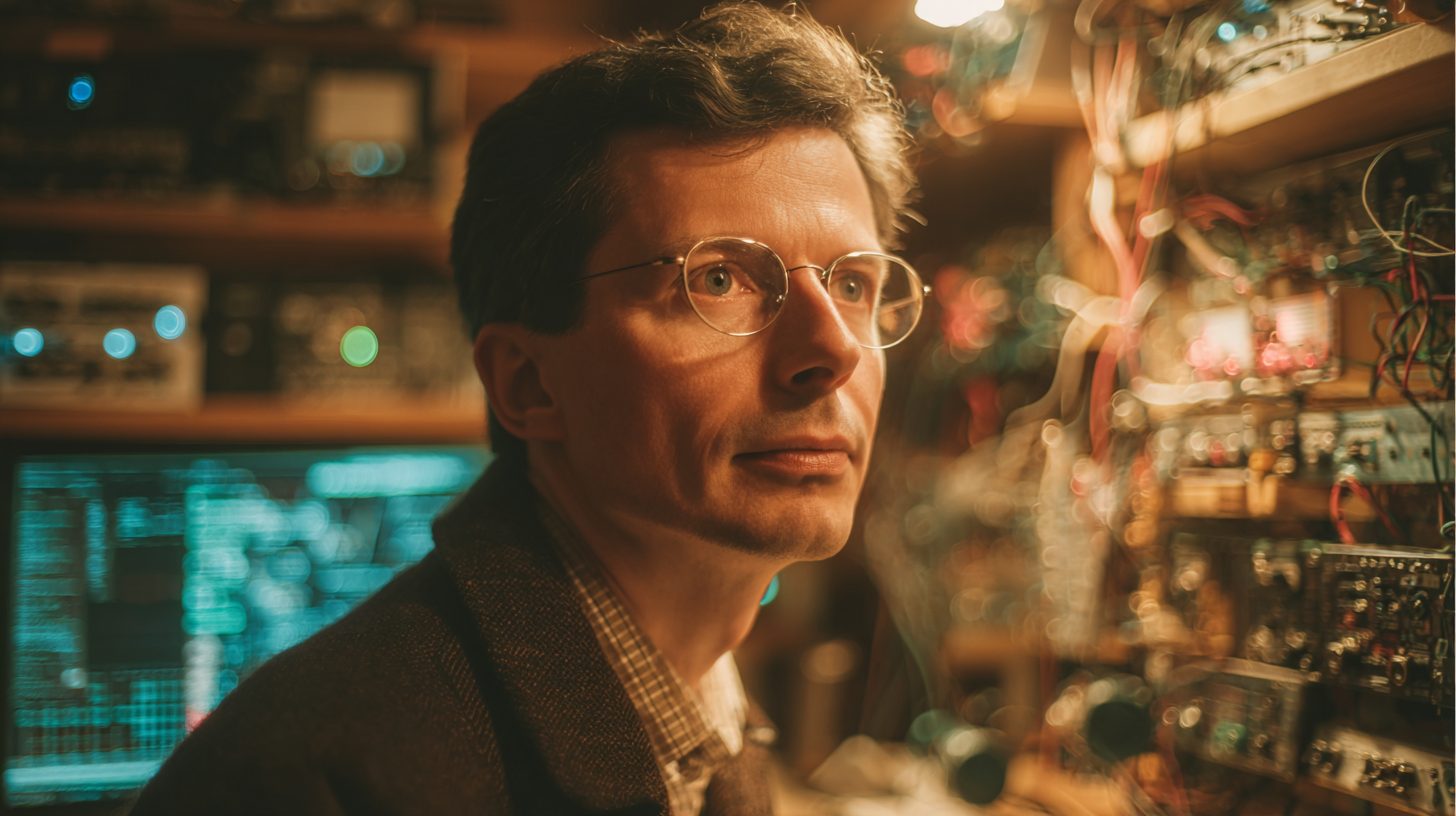 Дмитрий Волков — портрет автора в лабораторной обстановке с электронными приборами