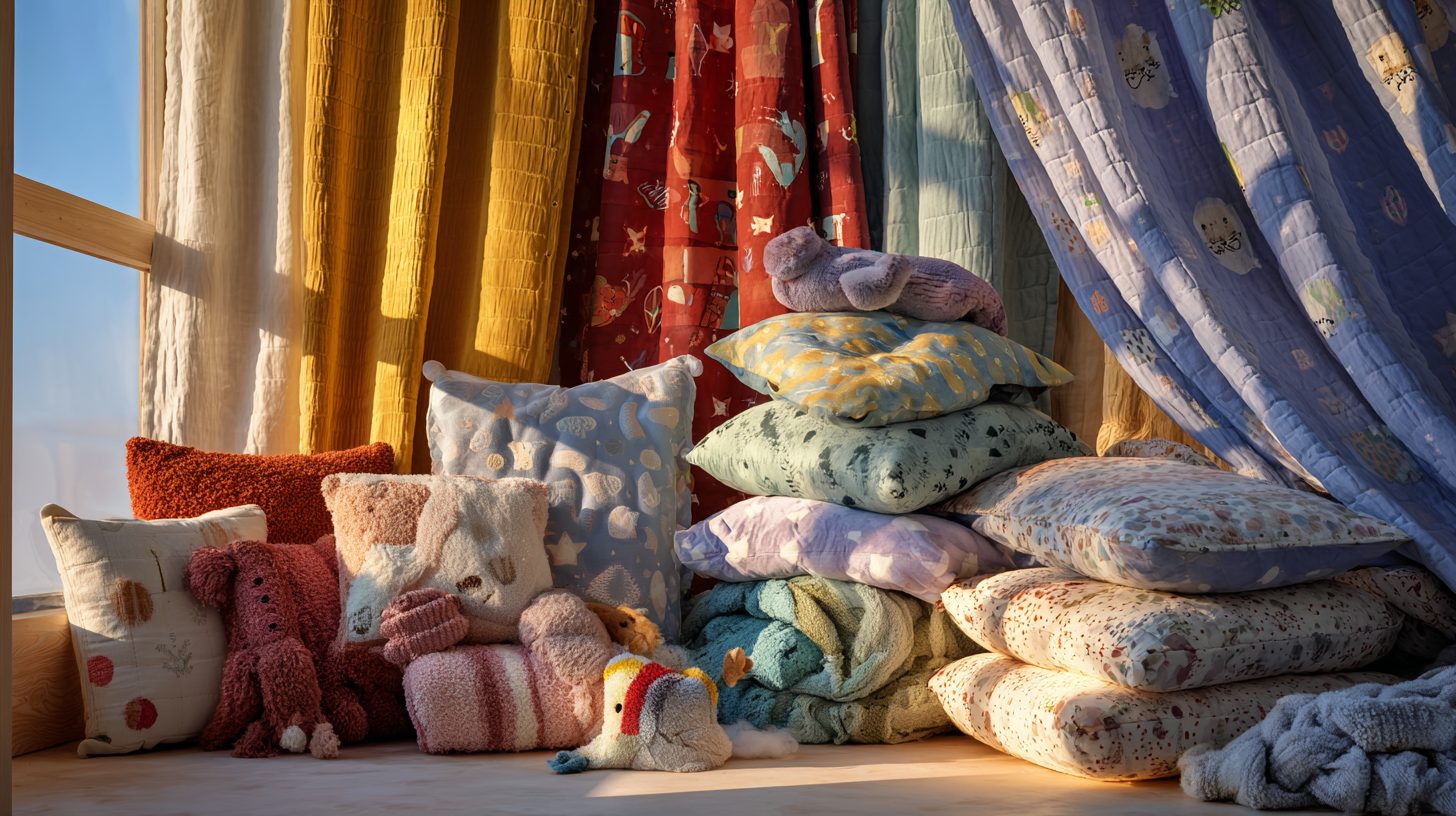 Различные материалы текстиля для детской комнаты
