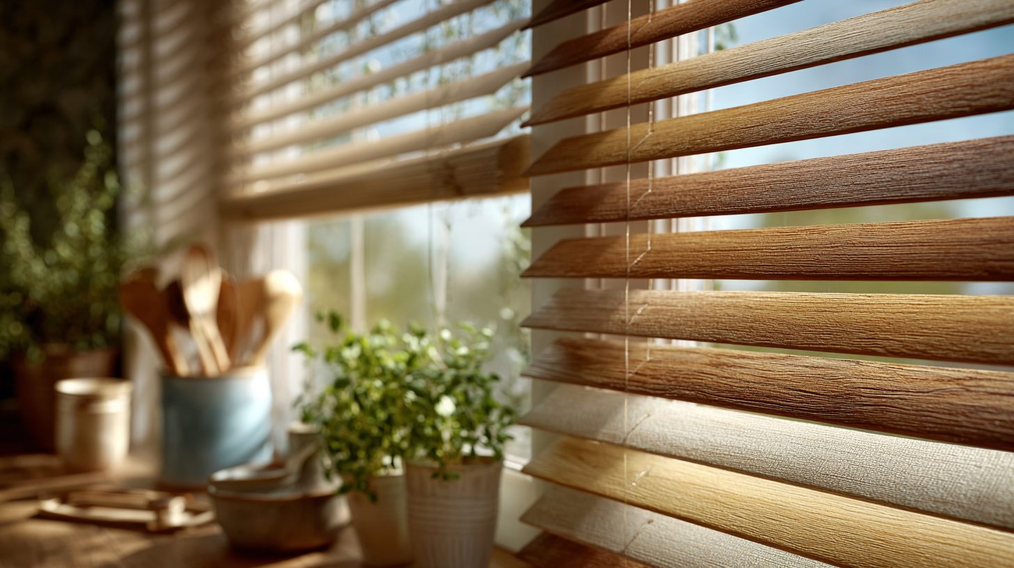 Различные материалы горизонтальных жалюзи для кухни