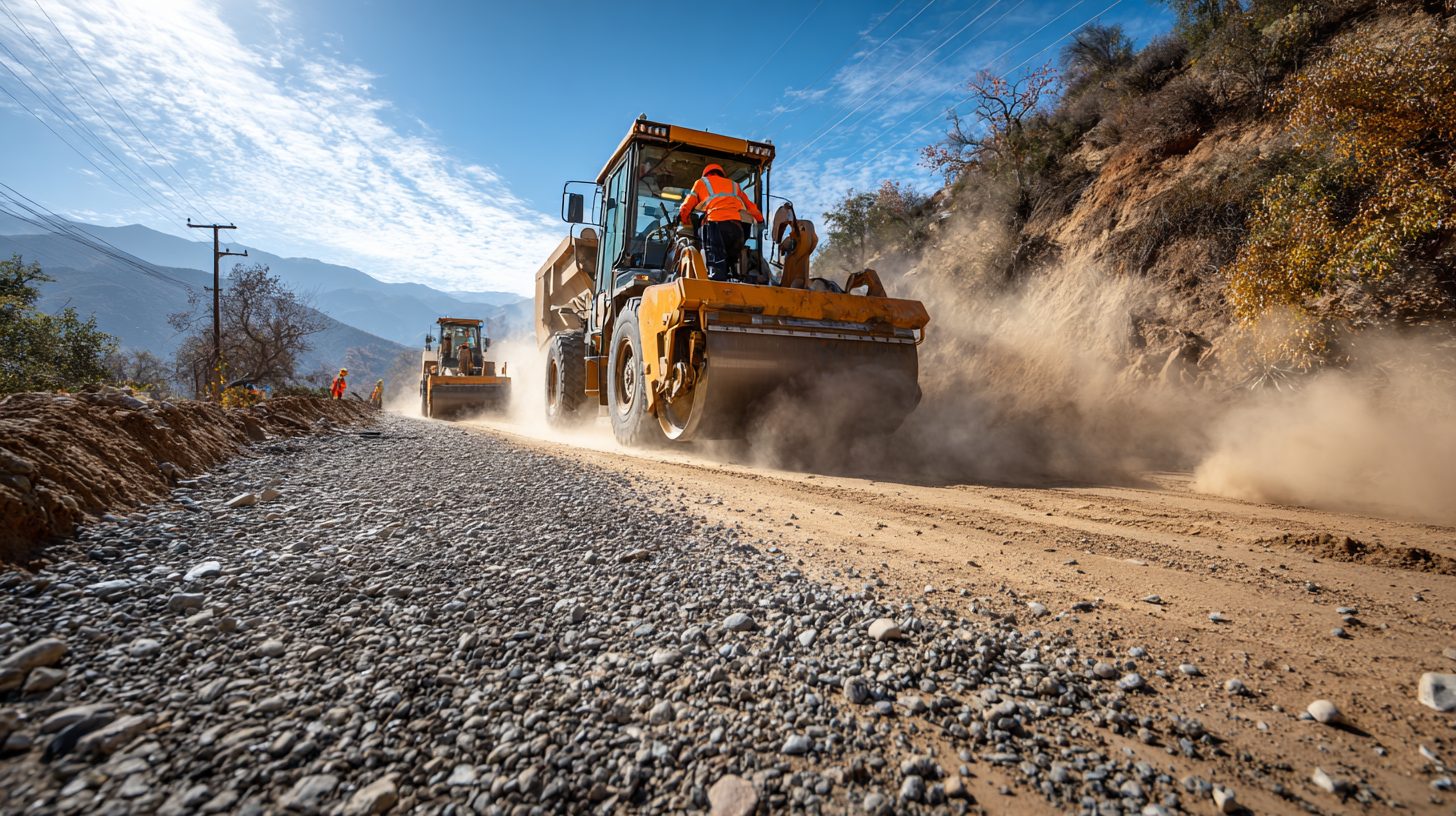 Укладка щебня на грунтовую дорогу с трамбовкой