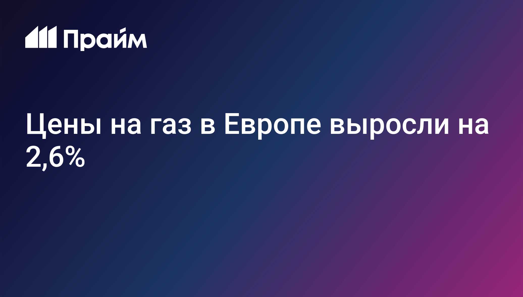 Цены на газ в Европе выросли на 2,6%