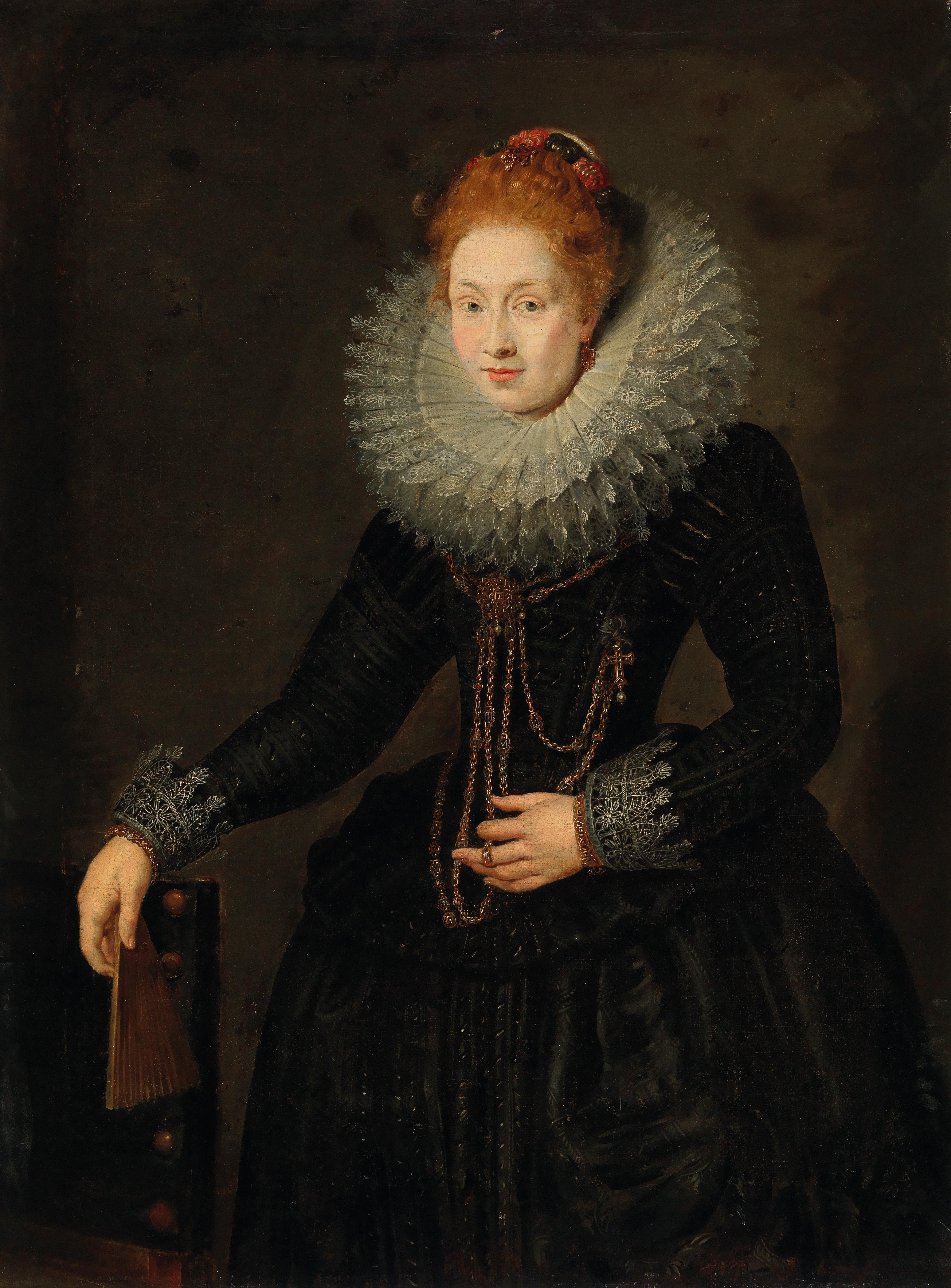 22 Antwerp School, circa 1620, a pair, Portrait of a gentleman and Portrait of a Lady (2).jpg
