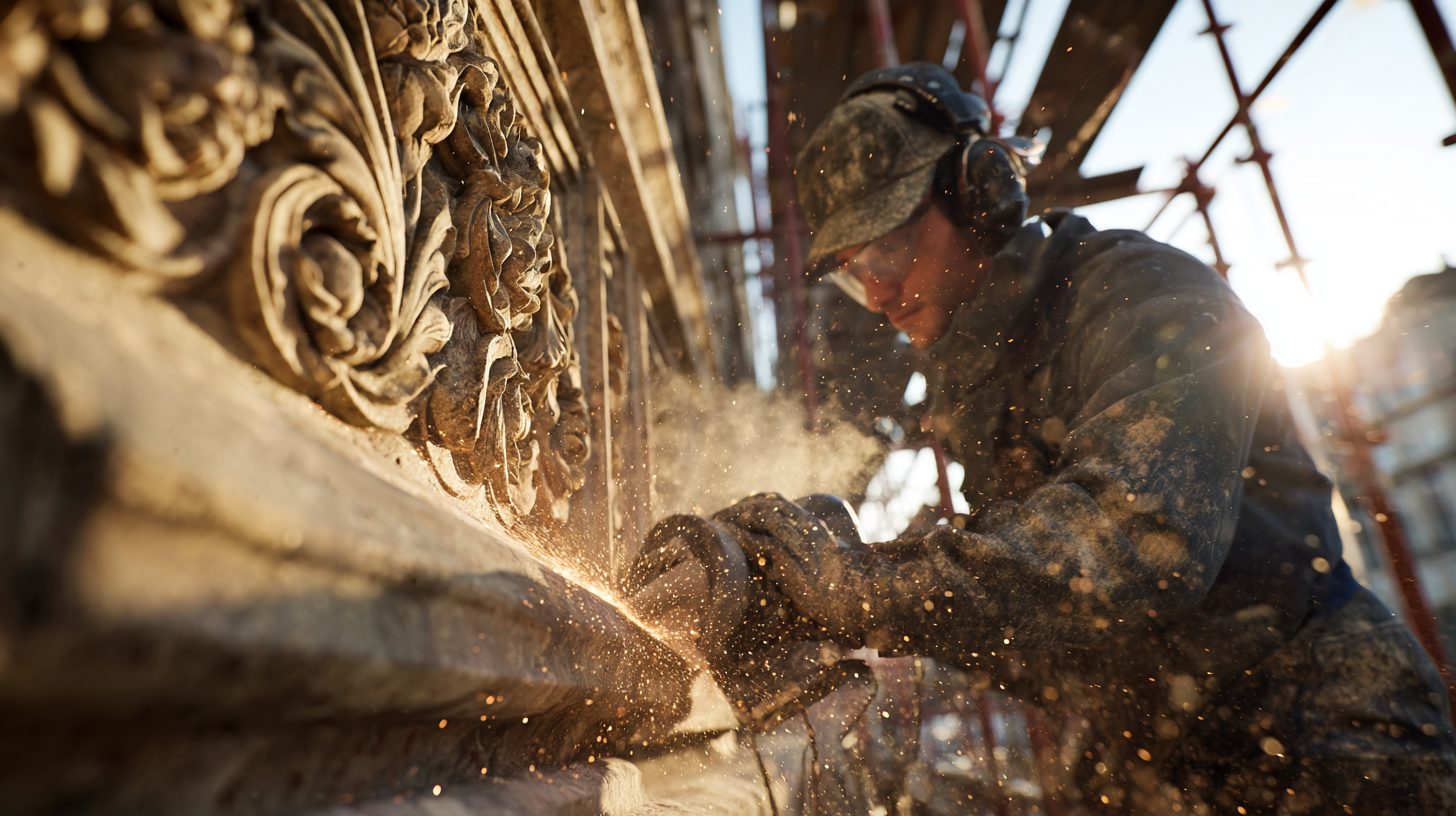 Борфреза при создании декоративного рельефа на фасаде здания