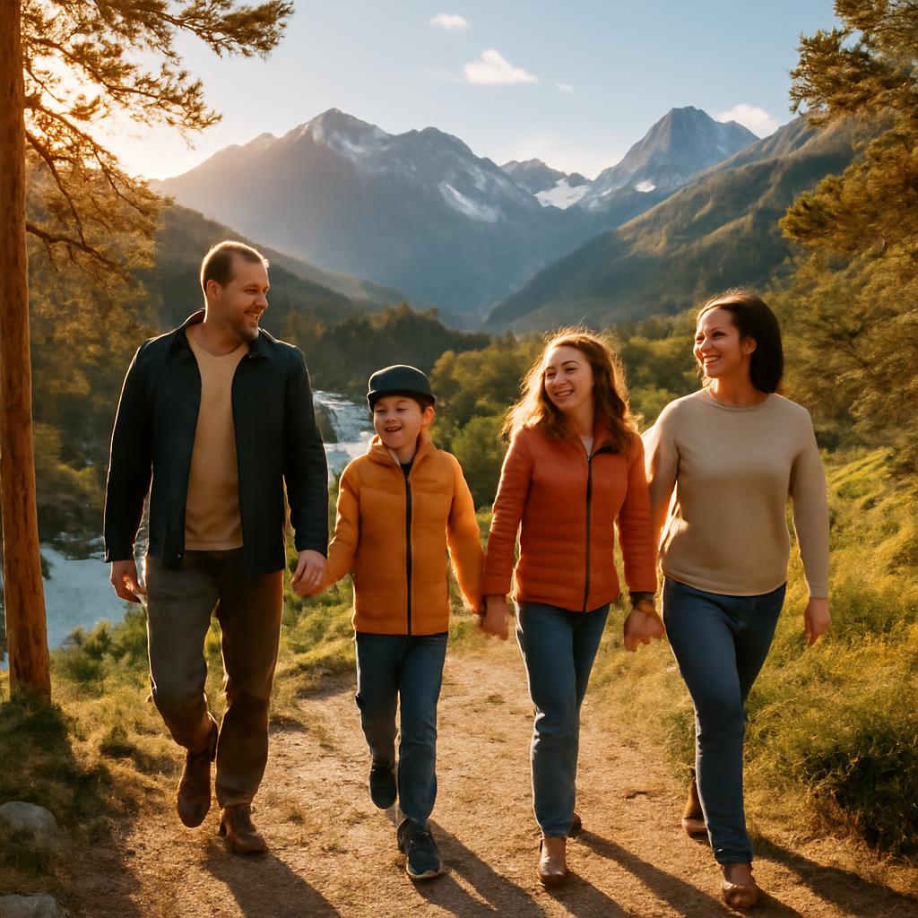 Семья на прогулке в Архызе среди го data-yag-processed=