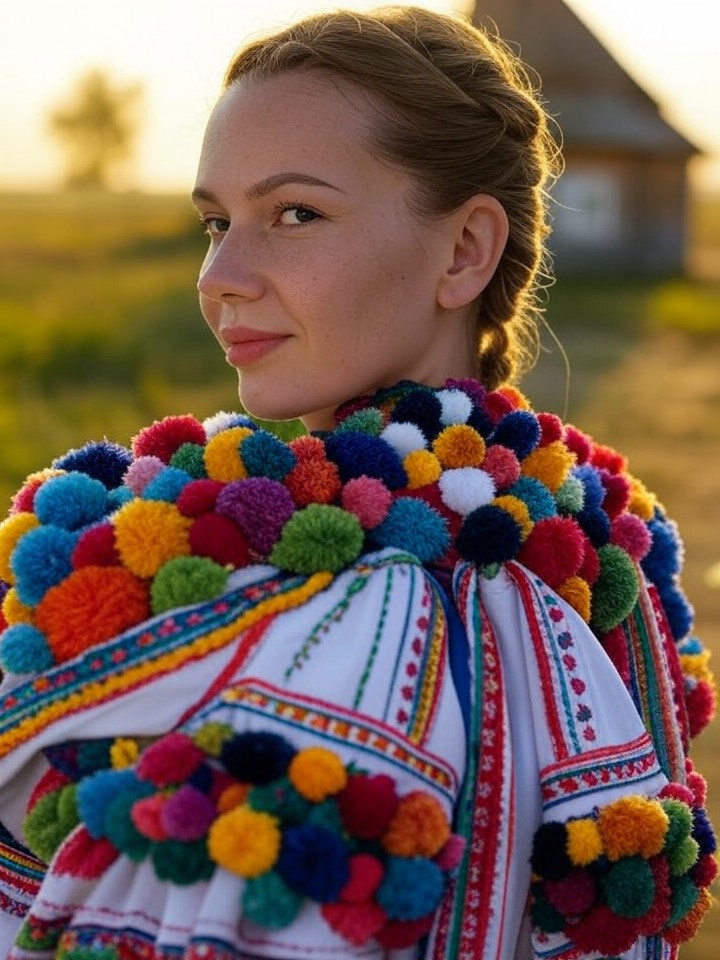 Исторические помпоны на русском народном костюме