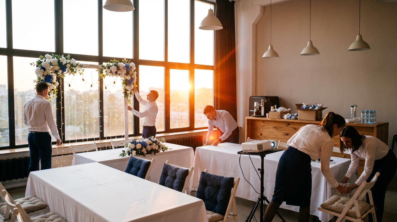 Подготовка корпоративного мероприятия в лофте