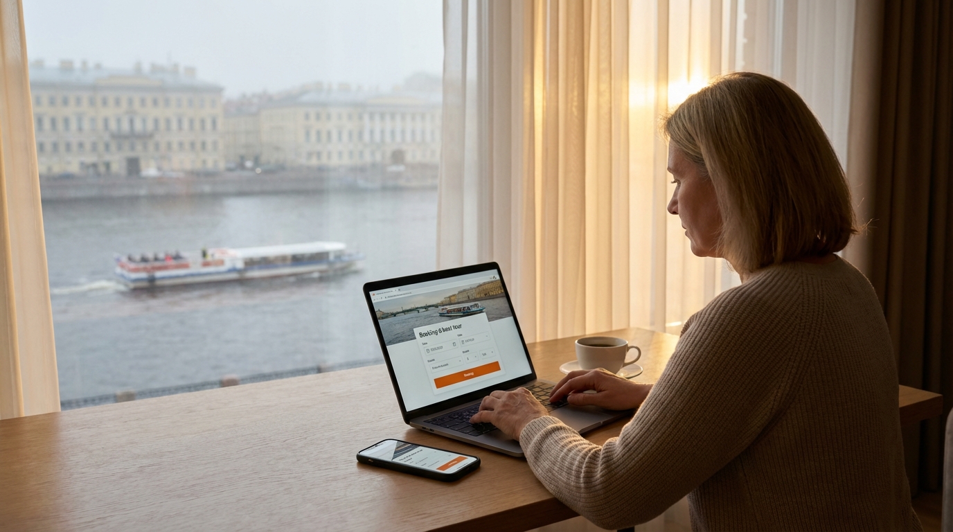 Процесс бронирования водной экскурсии в Санкт-Петербурге онлайн