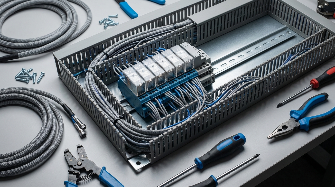 Схема сборки слаботочного щита с модулями реле