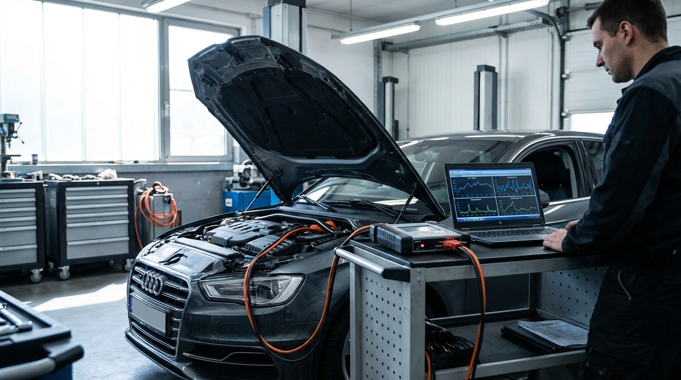 Иллюстрация чип-тюнинга с телеметрией двигателя