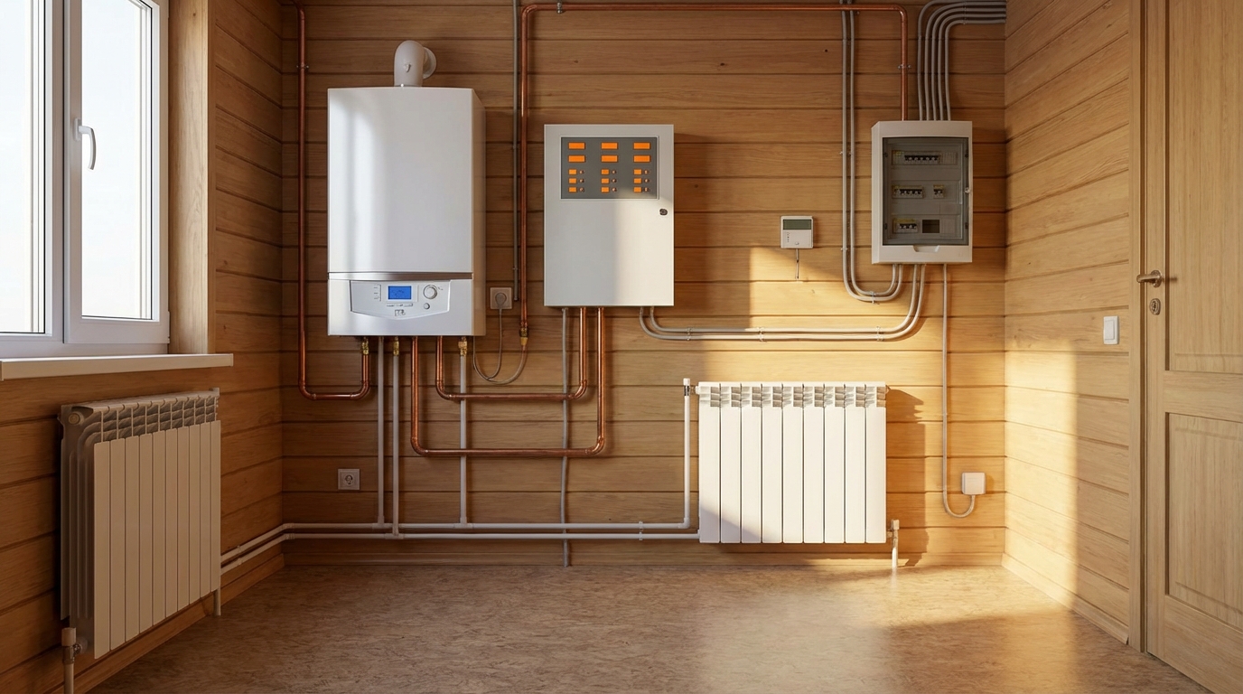 Система отопления коттеджа с электрооборудованием