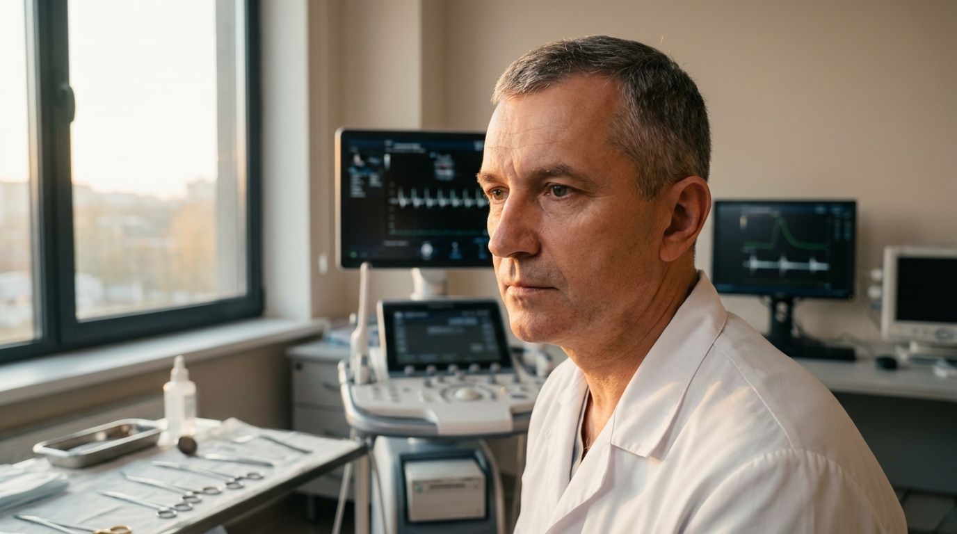 Дмитрий Козлов — портрет автора в мастерской с диагностическим оборудованием