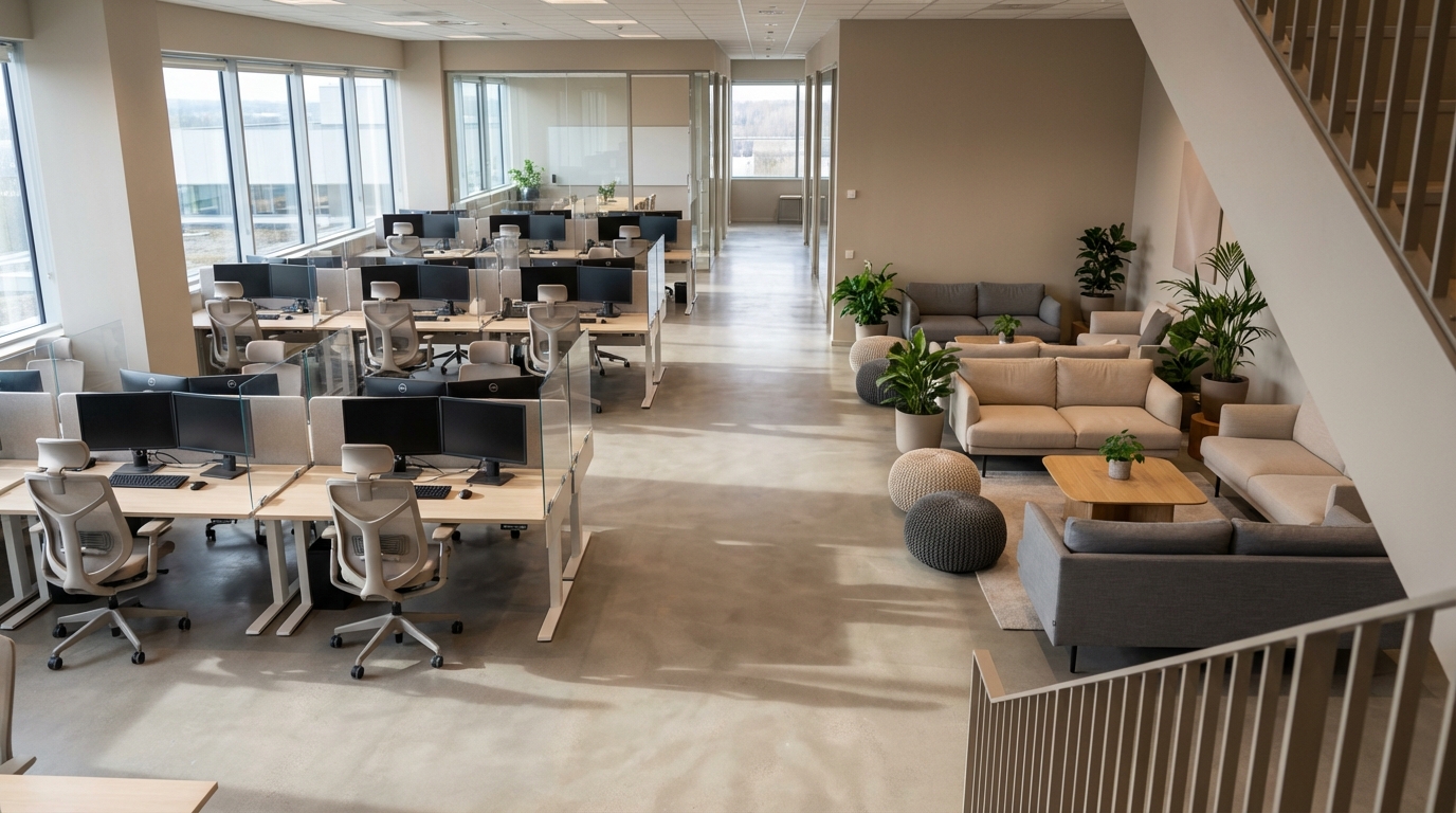 Диаграмма зонирования офиса с выделением зон для работы и отдыха