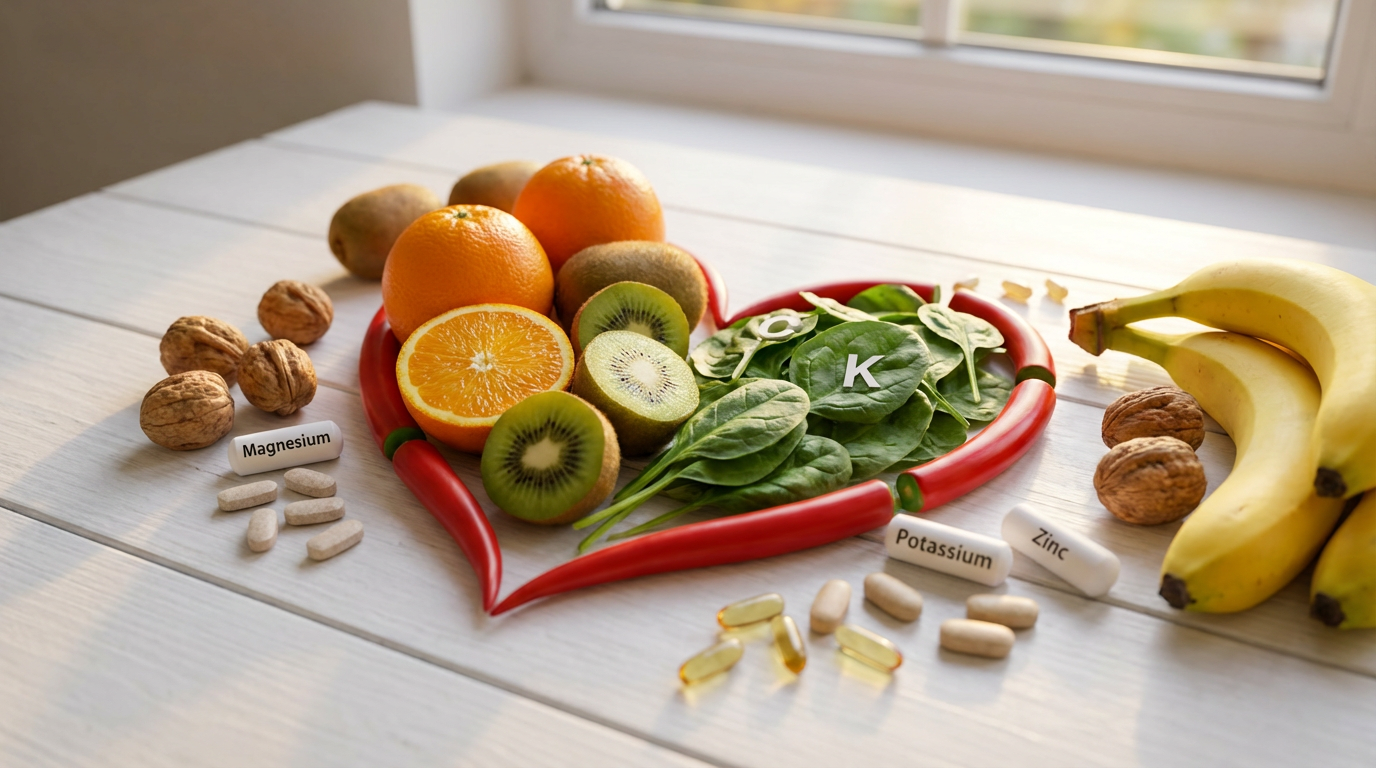 Иллюстрация комбинации витаминов и микроэлементов для сосудов