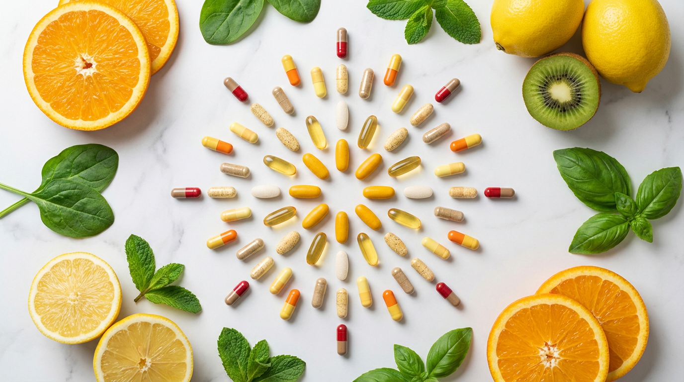 Иллюстрация витаминов высокого качества для здоровья