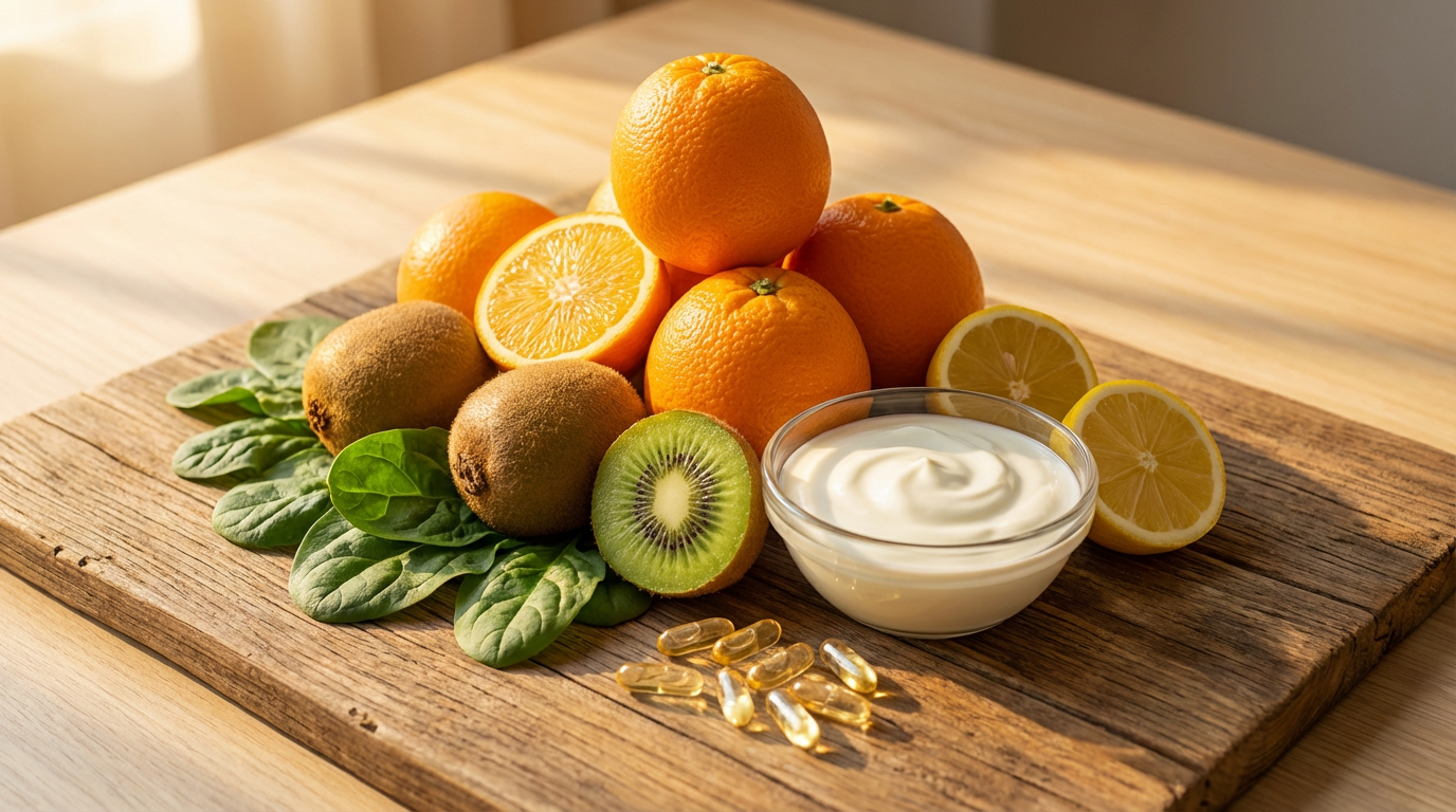 Иллюстрация витаминов для укрепления иммунитета