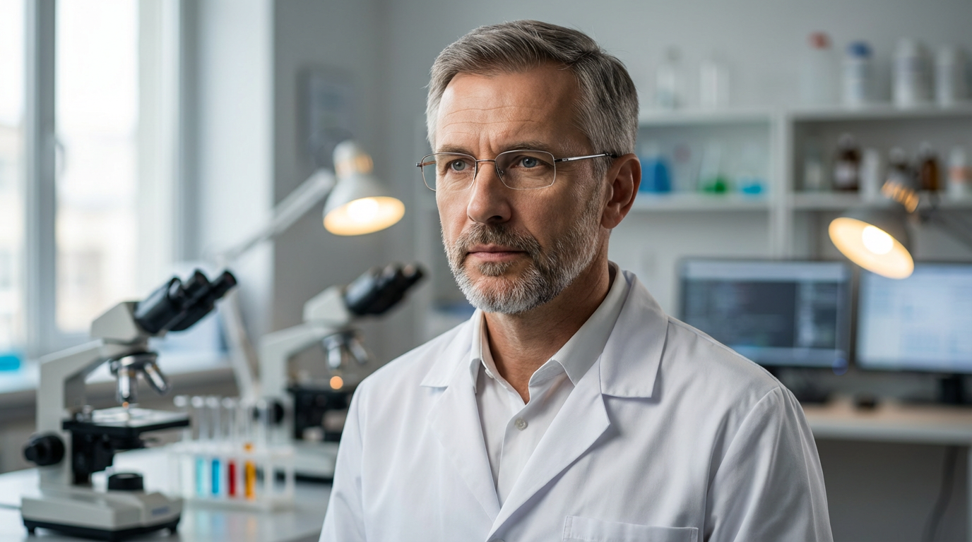 Сергей Воронин — портрет автора в лабораторной обстановке