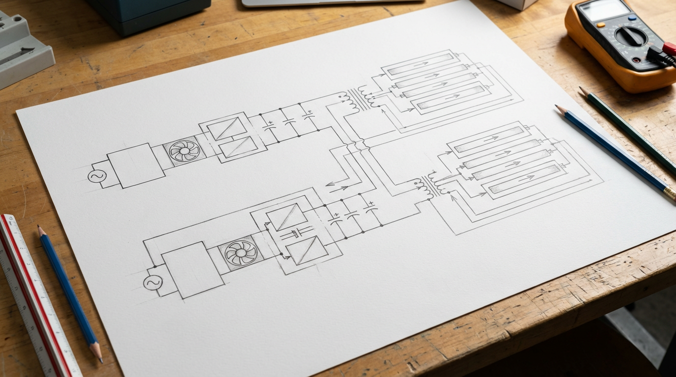 Схема интеграции источников питания в УФ-сушку