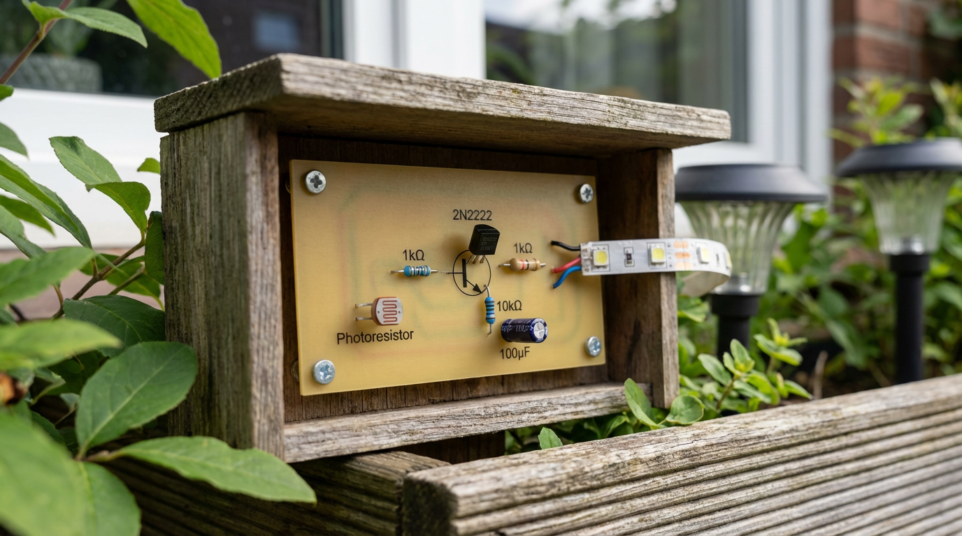 Схема управления освещением на биполярном транзисторе для сада