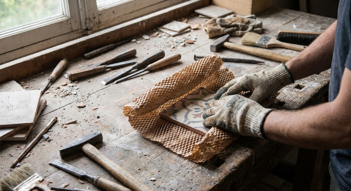 Надежная упаковка для инструментов и хрупких отделочных материалов при ремонте: где купить сотовую бумагу