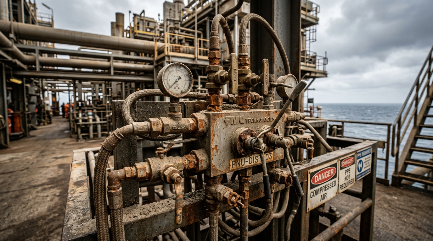 Пневмораспределитель на нефтяной платформе в условиях пыли